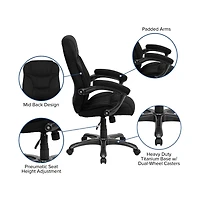 Emma+Oliver High Back Executive Ergonomic Office Chair With Silver Nylon Base And Arms