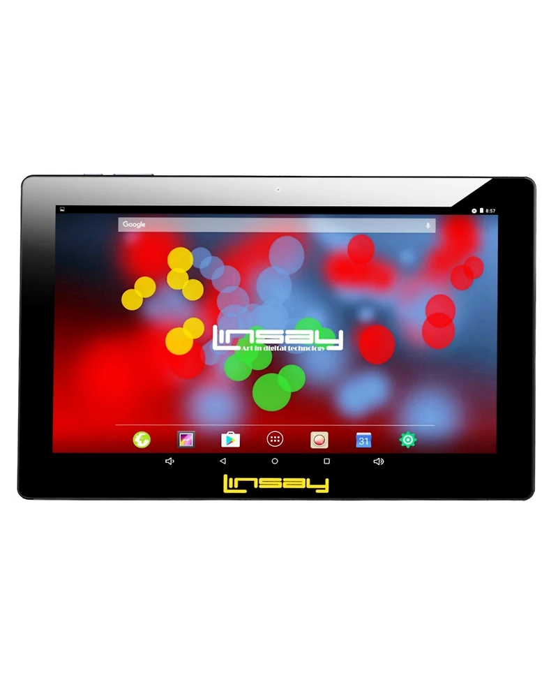 Linsay New 10.1" Tablet Octa Core 128GB Bundle with Black and Gold Marble Case Newest Android 14