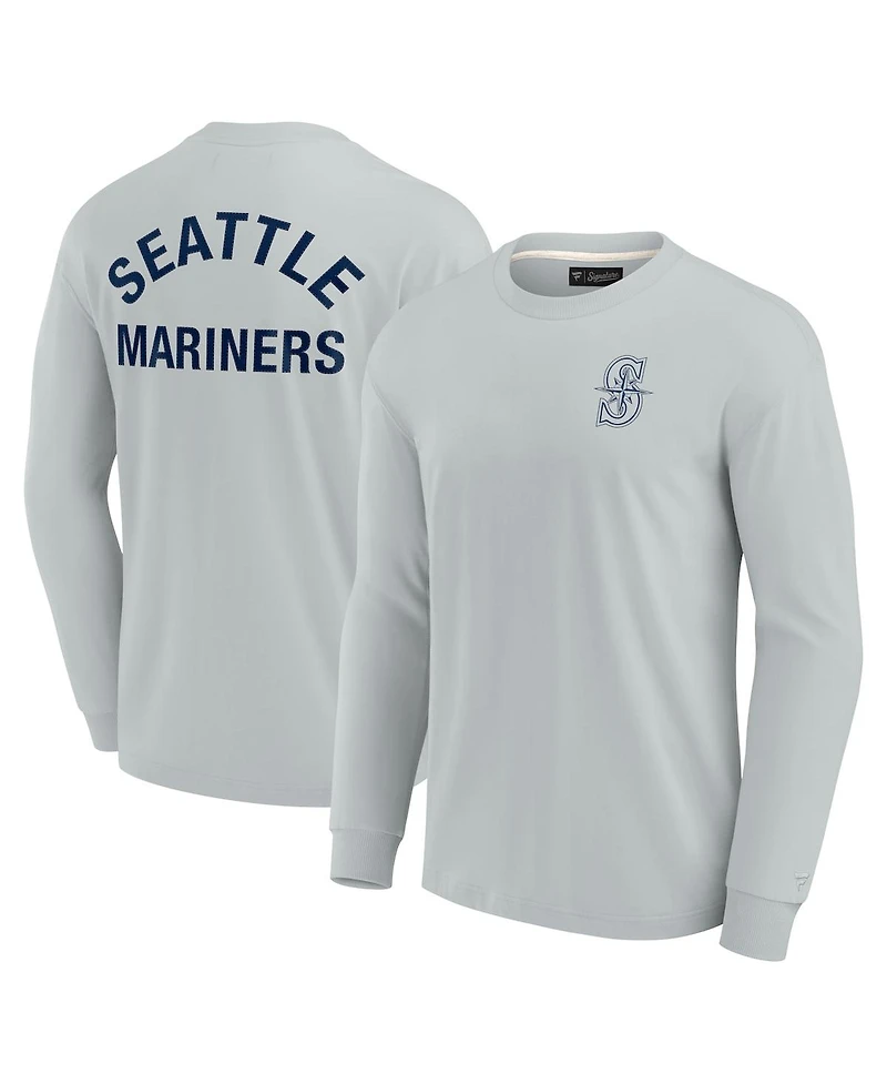 Men's and Women's Fanatics Signature Gray Seattle Mariners Super Soft Long Sleeve T-shirt