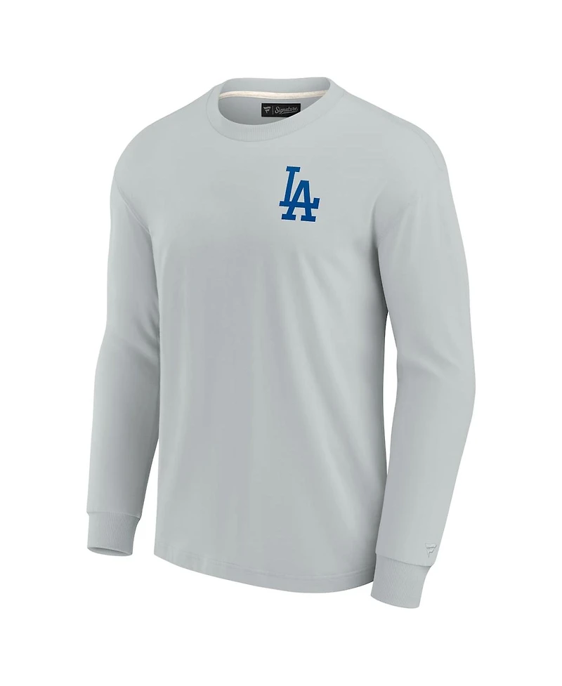 Men's and Women's Fanatics Signature Gray Los Angeles Dodgers Super Soft Long Sleeve T-shirt