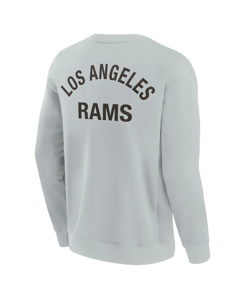 Men's and Women's Fanatics Signature Gray Los Angeles Rams Super Soft Pullover Crew Sweatshirt