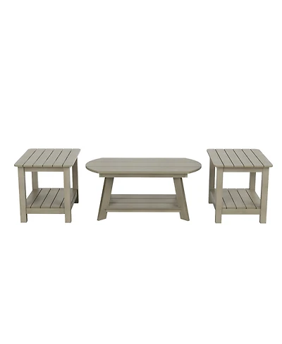 3-Piece Outdoor Adirondack Coffee Table and Side Table Set