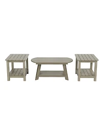 3-Piece Outdoor Adirondack Coffee Table and Side Table Set