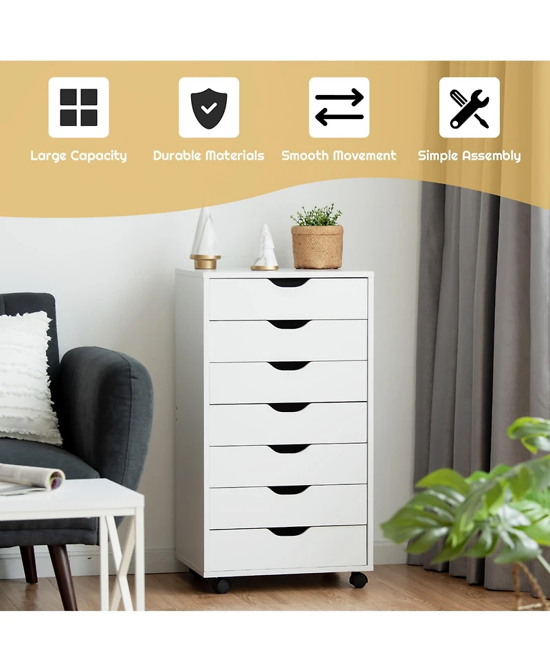 7 Drawer Chest Storage Dresser Floor Cabinet Organizer
