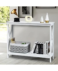 2-Tier Console Table x-Design Bookshelf Sofa Side Accent Table