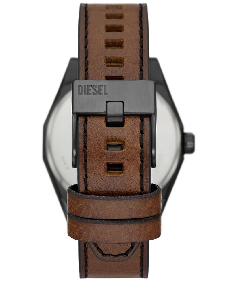 Diesel Men's Scraper Quartz Three Hand Brown Leather Watch 44mm