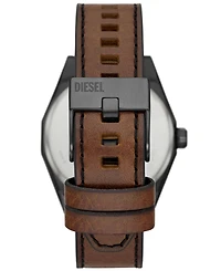 Diesel Men's Scraper Quartz Three Hand Brown Leather Watch 44mm