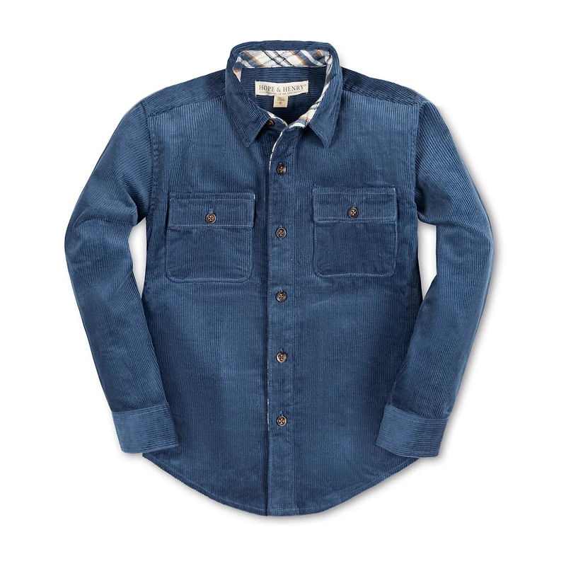 Hope & Henry Boys Long Sleeve Corduroy Flap Pocket Button Down Shirt