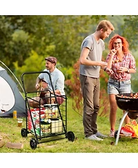 Costway Folding Shopping Cart Utility Trolley Portable For Grocery Laundry Travel