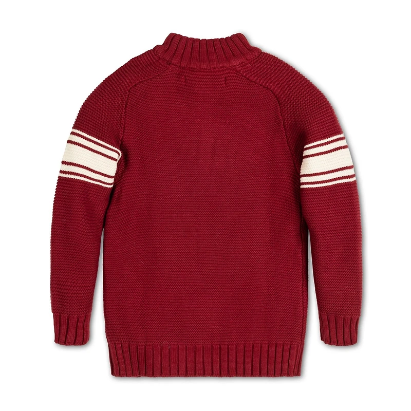 Hope & Henry Boys Organic Long Sleeve Mock Neck Raglan Sweater with Kanga Pocket