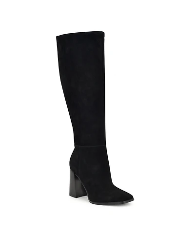 Nine West Women's Temas Square Toe Block Heel Dress Boots