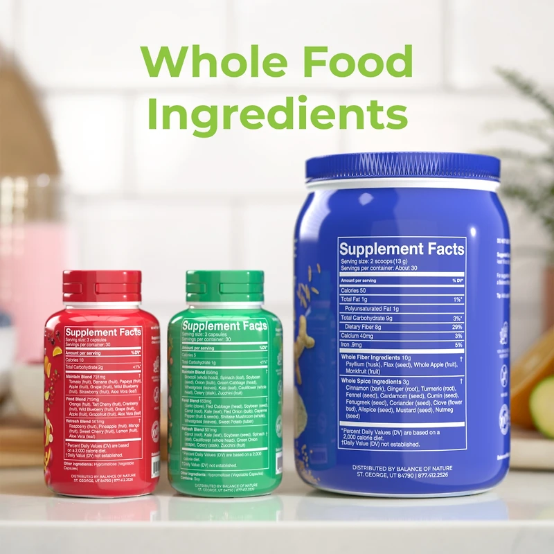 Balance of Nature Whole Health System - Whole Food Fruits & Veggies and Fiber & Spice Supplements