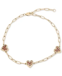 Garnet Heart Cluster Ankle Bracelet (3/4 ct. t.w.) in 14k Gold-Plated Sterling Silver