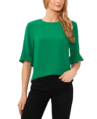 CeCe Women's Ruffled-Cuff 3/4-Sleeve Crew Neck Top