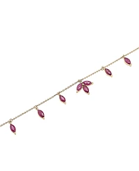 Lab-Grown Ruby Marquise Dangle Ankle Bracelet (2-1/4 ct. t.w.) in 14k Gold-Plated Sterling Silver
