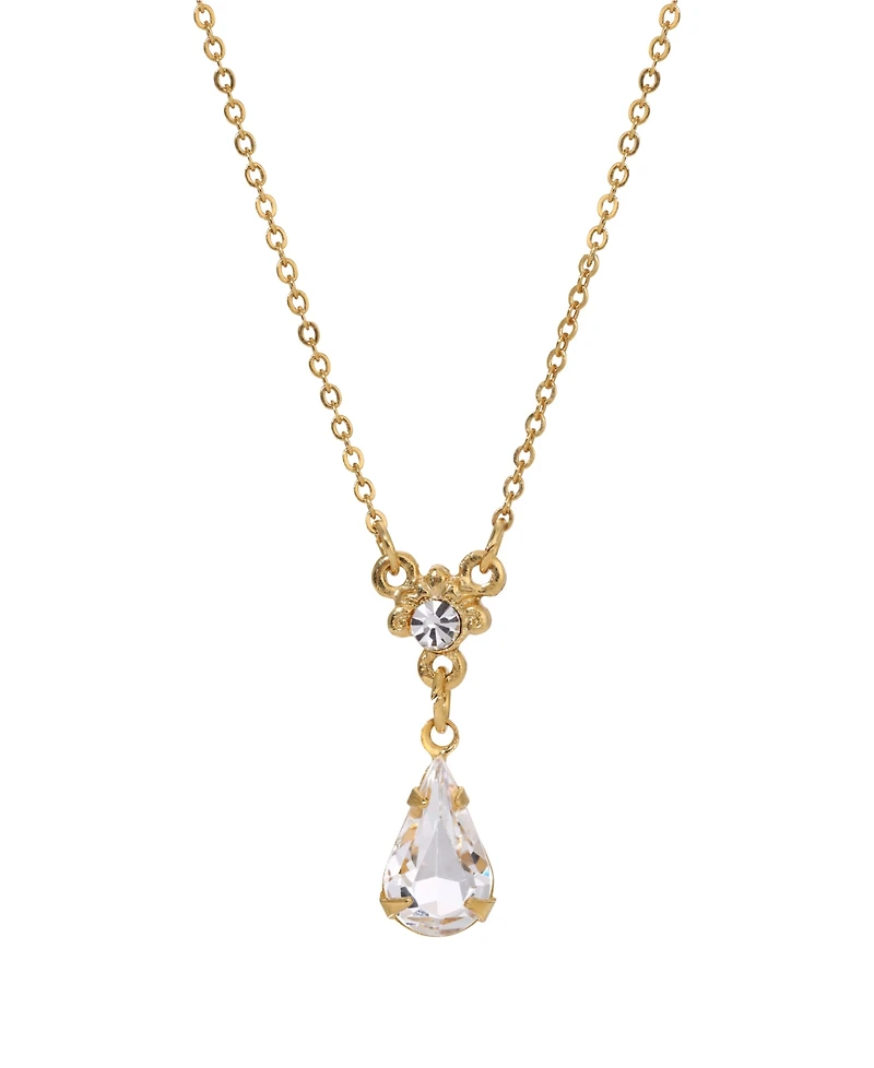 2028 Crystal Gold-Tone Pendant Necklace