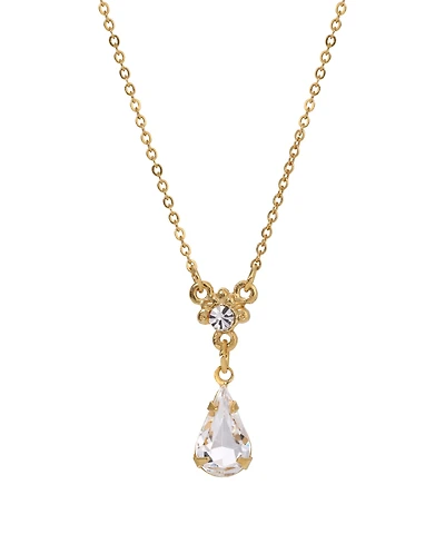2028 Crystal Gold-Tone Pendant Necklace