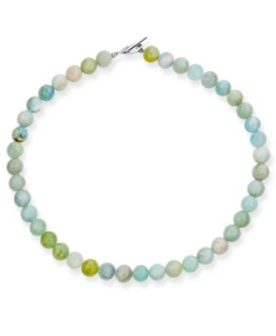Bling Jewelry Plain Simple Light Green Aqua Multi Shades Natural Aquamarine Round 10MM Bead Strand Necklace Silver Plated Clasp