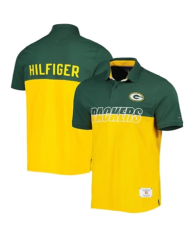 Men's Tommy Hilfiger Gold, Green Green Bay Packers Color Block Polo Shirt