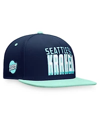 Men's Fanatics Navy, Blue Seattle Kraken Heritage Retro Two-Tone Snapback Hat