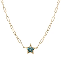 London Blue Topaz Star Cluster Pendant Necklace (1/4 ct. t.w.) in 14k Gold-Plated Sterling Silver, 16" + 2" extender