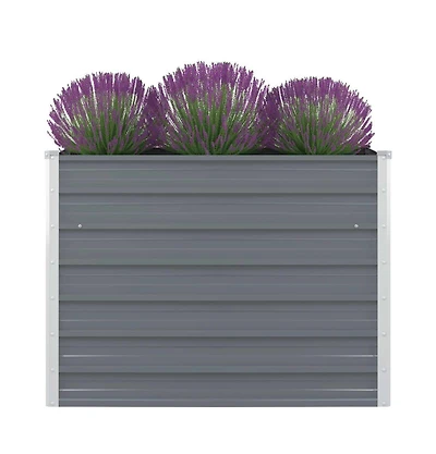 Raised Garden Bed 39.4"x39.4"x30.3" Galvanized Steel Gray