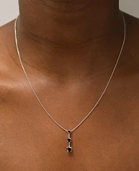 2-Pc. Set Onyx Triple Stone Pendant Necklace & Matching Drop Earrings in Sterling Silver