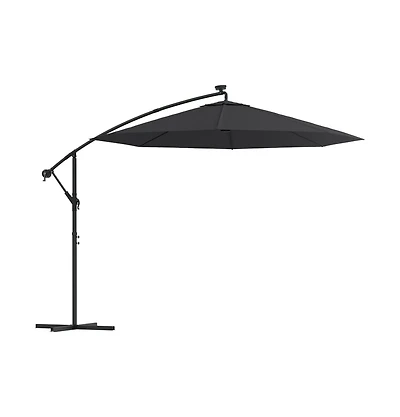 Cantilever Umbrella with Led Lights and Steel Pole 118.1" Black