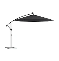 Cantilever Umbrella with Led Lights and Steel Pole 118.1" Black