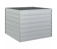 Garden Raised Bed 39.4"x39.4"x30.3" Galvanized Steel Silver