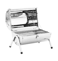 vidaXL Portable Tabletop Charcoal Bbq Grill Stainless Steel Double Grids