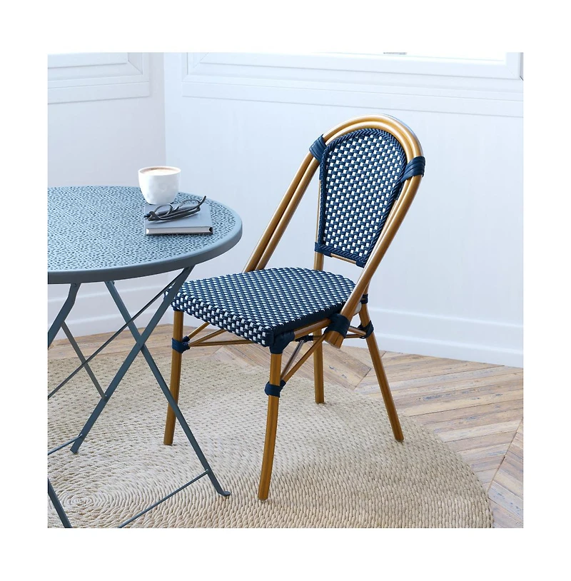 Merrick Lane Sacha Stacking Bistro Chair With Pe Seat And Back And Aluminum Frame For Indoor/Outdoor Use