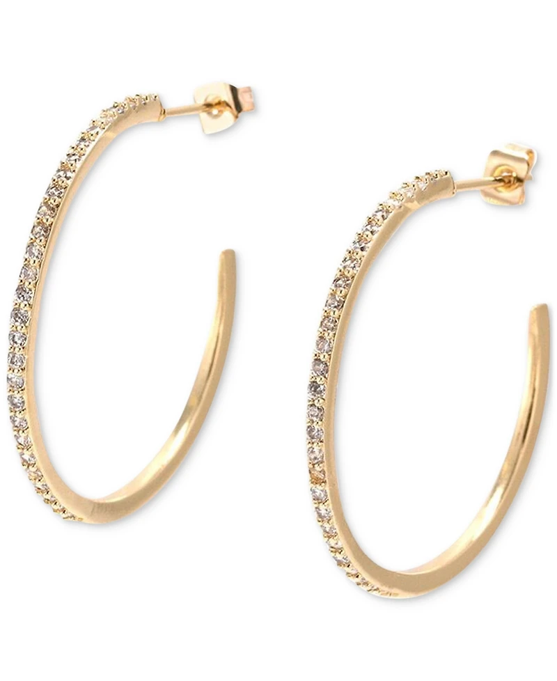 Heymaeve 18k Gold-Plated Medium Pave C-Hoop Earrings, 1.18"