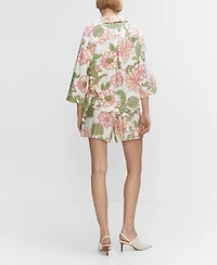 Mango Women's Textured Printed Shirt