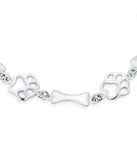 Bling Jewelry Layering Best Friend Animal Multi Bff Pet Lover Dog Puppy Link Charm Bone Paw Print Bracelet Sterling Silver 7 7.5 Inch