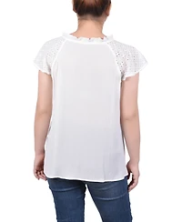 Ny Collection Petite Eyelet Sleeve Blouse