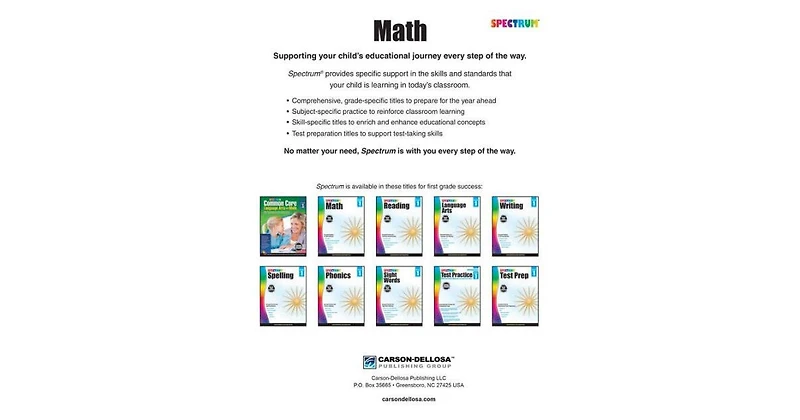 Spectrum Math Workbook, Grade 1 by Spectrum Compiler