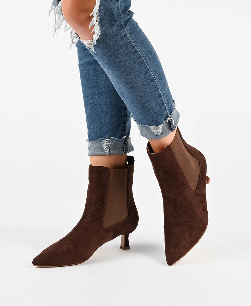 Journee Collection Women's Tenlee Pointed Toe Kitten Heel Dress Booties
