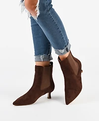 Journee Collection Women's Tenlee Pointed Toe Kitten Heel Dress Booties