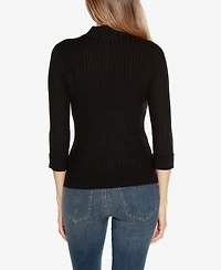Belldini Black Label Women's Ribbed Quarter-Zip Sweater
