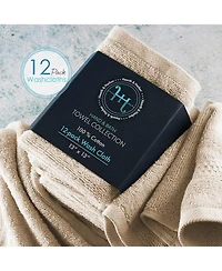 Luxury 12-Pack Washcloths – 500 Gsm 100% Combed Cotton, Soft & Highly Absorbent