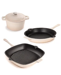 BergHOFF Neo 4pc Cast Iron Cookware Set, Fry Pan, Grill Pan & Round Dutch Oven