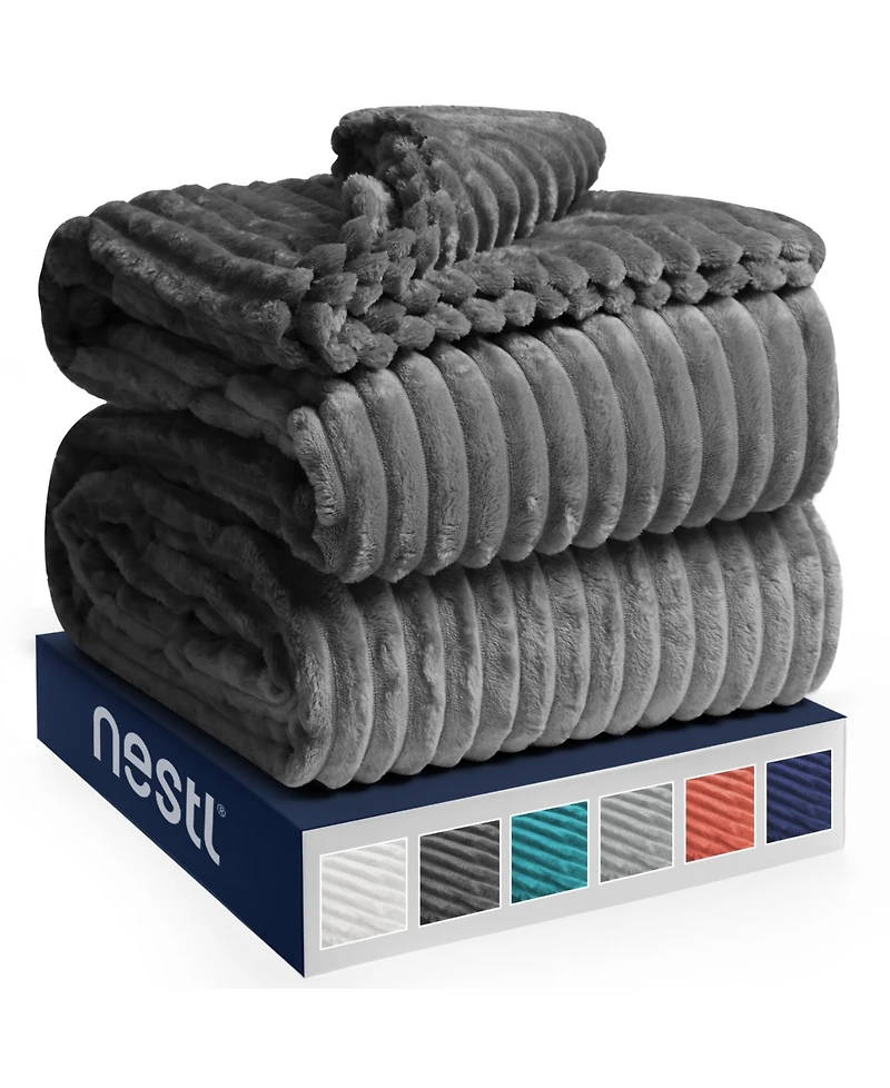 Nestl Cut Plush Lightweight Super Soft Fuzzy Luxury Bed Blanket