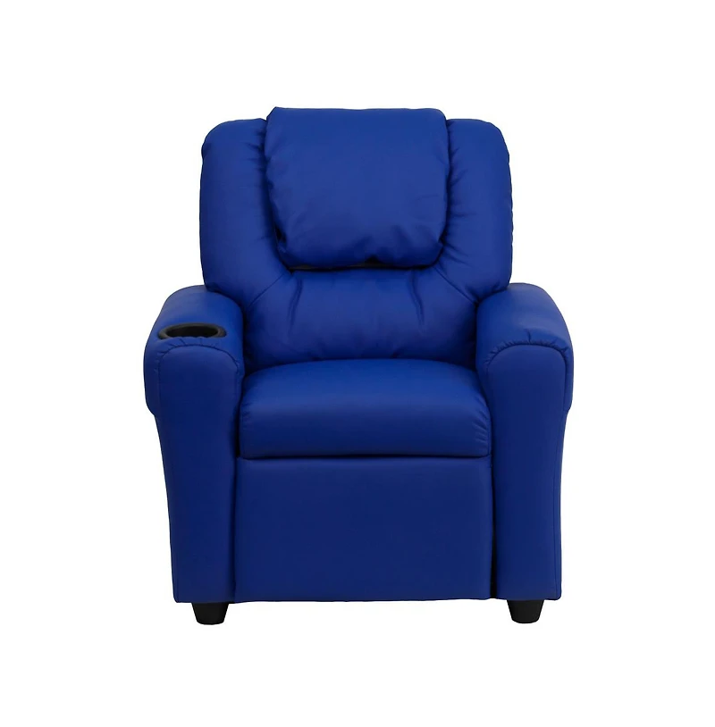 Contemporary Kids Recliner Chair With Cup Holder And Headrest