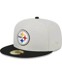 Men's New Era Khaki, Black Pittsburgh Steelers Super Bowl Champions Patch 59FIFTY Fitted Hat