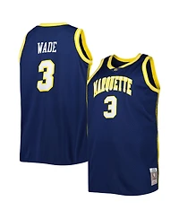 Men's 2002, 03 Mitchell & Ness Dwyane Wade Navy Marquette Golden Eagles Big and Tall Swingman Jersey