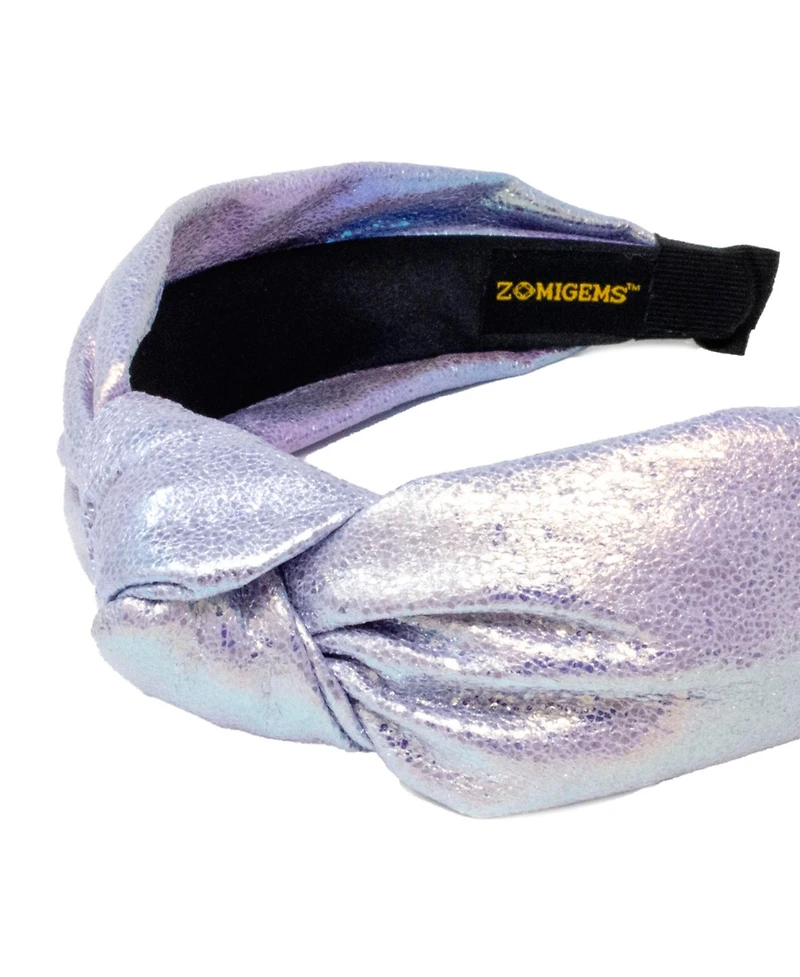 Tiny Treats Girls Purple Shiny Knotted Headband