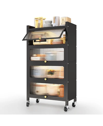Mega Casa Door Accent Cabinet, 4 Tier Kitchen Organizer Shelf