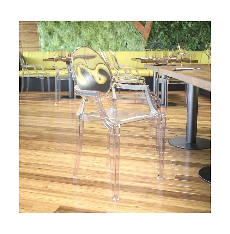 Emma+Oliver Oval Back Ghost Chair With Arms