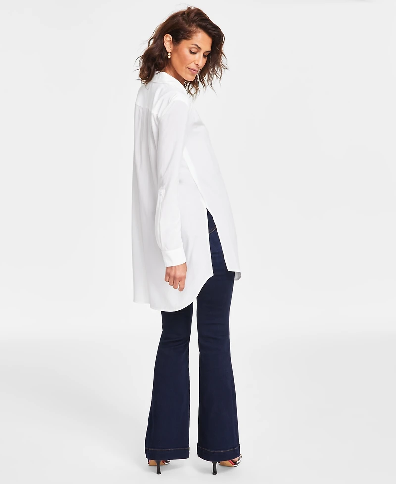 I.n.c. International Concepts Women's Roll-Tab Button-Down Long Blouse, Created for Macy's